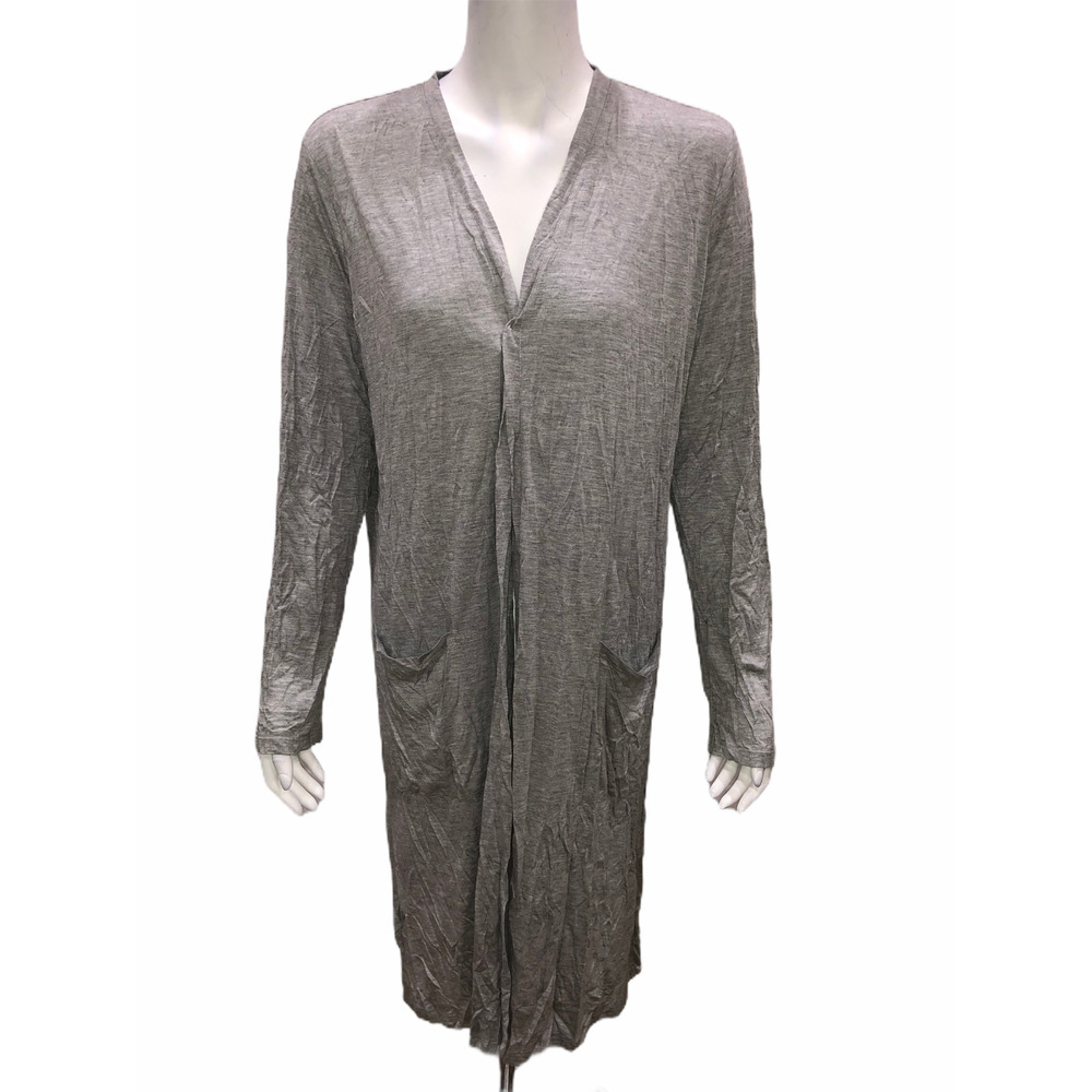 Lisa Rinna Collection Knit Open-Front Cardigan Light Heather Grey Large Size